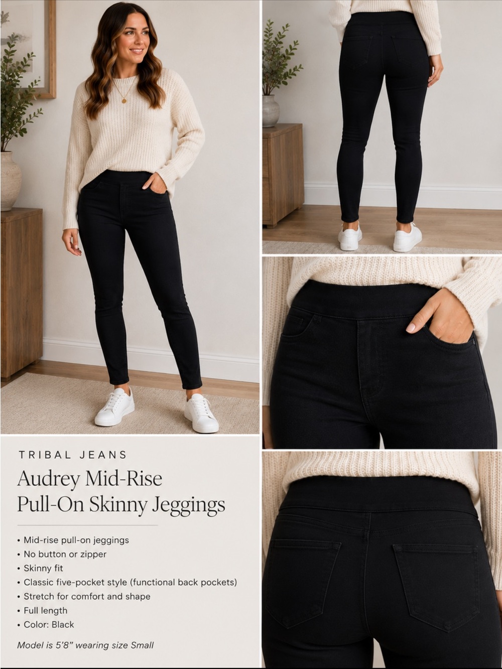 tribal jeans ♡ pull on black jeans